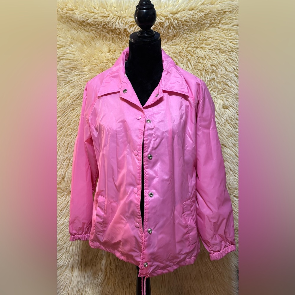 VTG 80s Pink Windbreaker Jacket | Current Seen M | Retro Nylon Coach Style